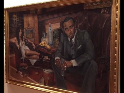 Portrait painted by a very talented artist named Harmony called "Ciroc Cezanne" feat. Cassie (far right) and Sean "Diddy" Combs
