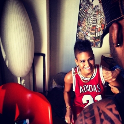 Cassie on set. 
