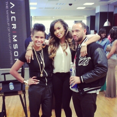 Cassie attends the Glam Slam Event for All Star Weekend with Latoya Luckett Greeting fans
